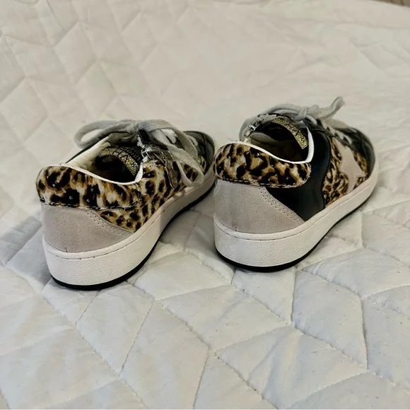 Girls Vintage Havana Black and Leopard Kids Sneakers - Picture 8 of 16